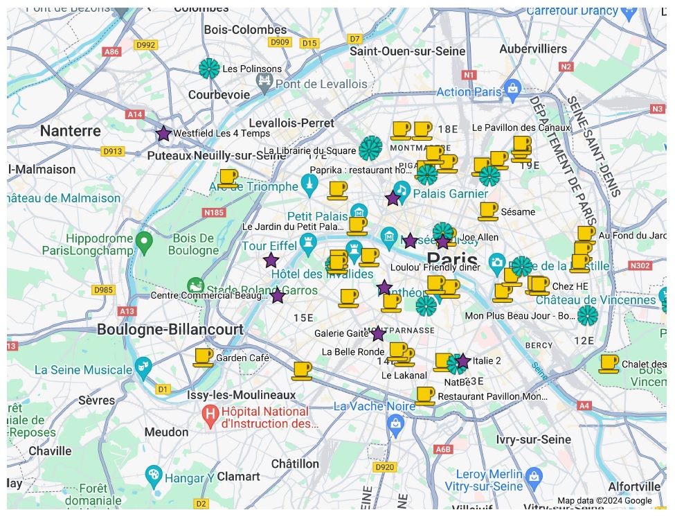 carte des adresses baby-friendly à Paris